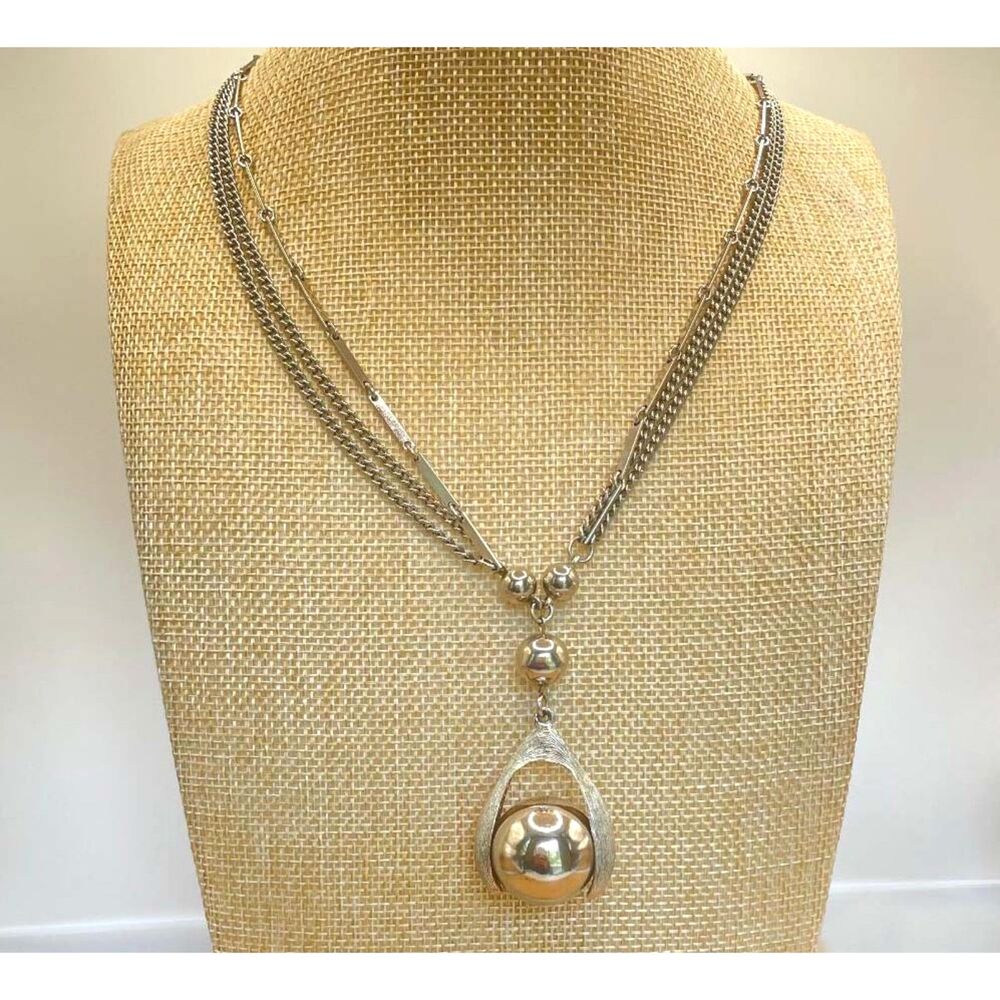 Vintage Multi-Chain Silver-Tone Retro Necklace